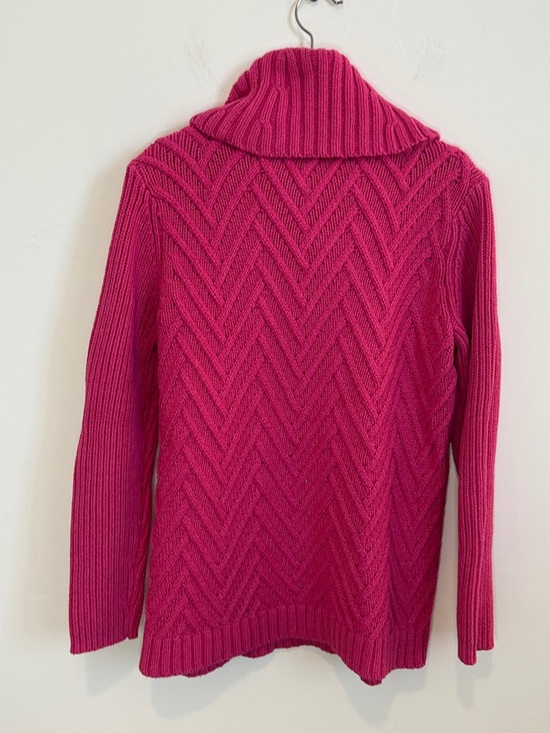 Talbots Dark Pink Cowl Neck Sweater; Chevron Knit, Size Medium Petite - Picture 5 of 6
